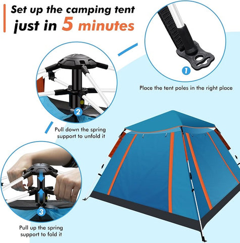 JG20375527 4 Sided Full Floor Camping Tent  With 3 Windows 2.15m x 2.15m x 1.42m
