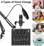 Andowl Q-SK8 Professional Podcast Condenser Microphone With Sound Card Set